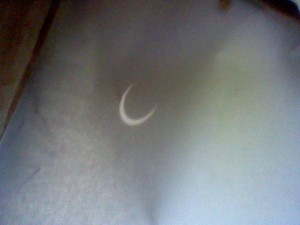 An actual view of the eclipse in our Pinhole Projector tube.